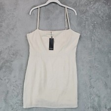 Nasty Gal Dress Womens 10 Cream Linen Square Neck Strappy Mini Sundress