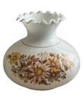Vintage Milk Glass Hurricane Lamp Shade 6 3/4” Fitter Floral Ruffled Top