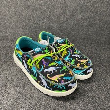HEY DUDE Wally Youth Dino Slip-On Shoe Kids Size US 1 Black/Lime