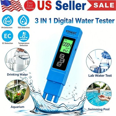3-in-1 Digital Backlight Water Quality Tester, TDS EC Temp Test Pen 0-9999ppm