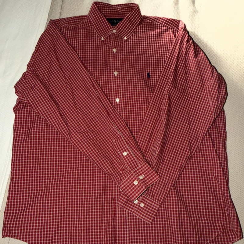 Ralph Lauren Yarmouth Shirt Mens Large Red Plaid Long Sleeve Button Down Casual