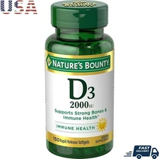 Vitamin D3 Softgels 2000IU Immune Support Bone Health Gluten Free 150 Count New