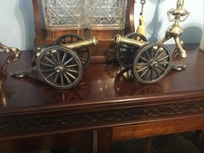 A BEAUTIFUL PAIR OF ANTIQUE TABLE CANNON ,BRASS & CAST-IRON CIRCA 1900.