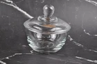 Vintage Anchor Hocking 8 oz Presence Clear Glass Sugar Bowl with Knob Lid (1)