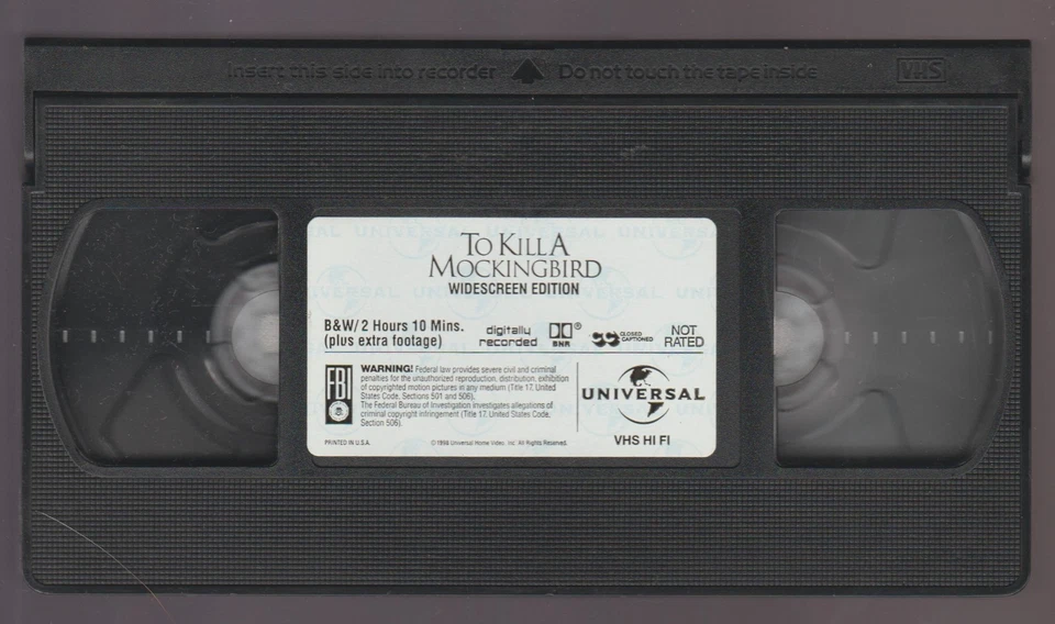 To Kill A Mockingbird VHS Widescreen Letterbox Gregory Peck Best Actor 1962 - Image 3 of 4