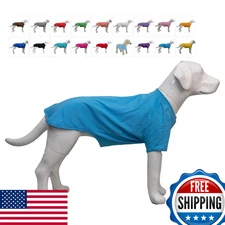 Lovelonglong Dog Basic Blank T-Shirt for Small Dogs - Size Large, Lake-Blue Tee