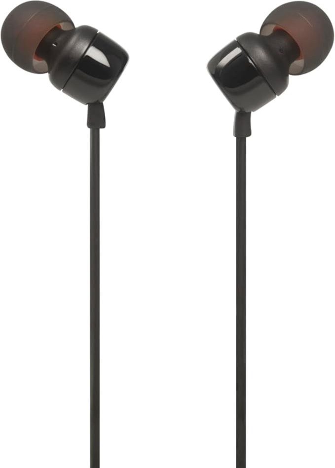 JBL Tune 110 Wired In-Ear Headphones with Remote & Microphone - Black - JBT100