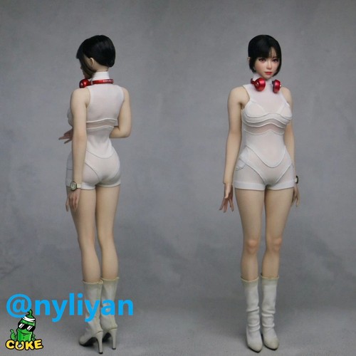 1/6 Female Sexy White Sleeveless Hip Hugging Jumpsuit For 12"PH TBL Figure