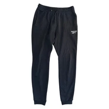 Reebok Sweatpants Joggers Cuffe Drawstring Pockets Black Mens Small