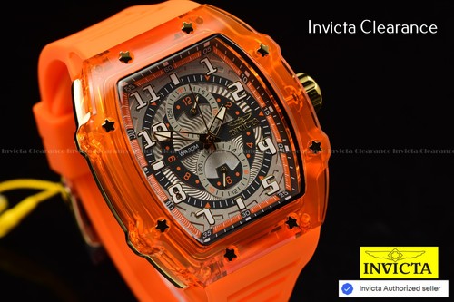 Invicta Men's Racing 48.5mm Grey Orange Dial Orange Silicone Quartz Watch - Picture 7 of 8