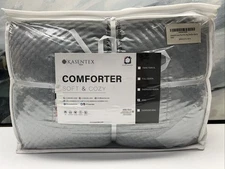 KASENTEX Luxury Plush Sherpa Comforter, Ultra Soft Grey Blue King