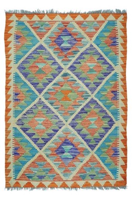 NavaRugs Kelim Teppich 123x79cm Afghan Handgewebt Orientteppich Wolle Kilim Rug