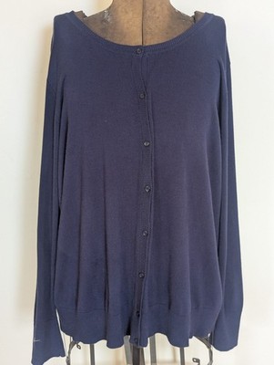 Sejour Women Button Cardigan Size 3X Navy Neutral Normcore Everyday Career