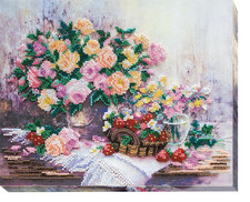 Bead Embroidery Kit "Pink gauze" Stitching Handmade Beadwork