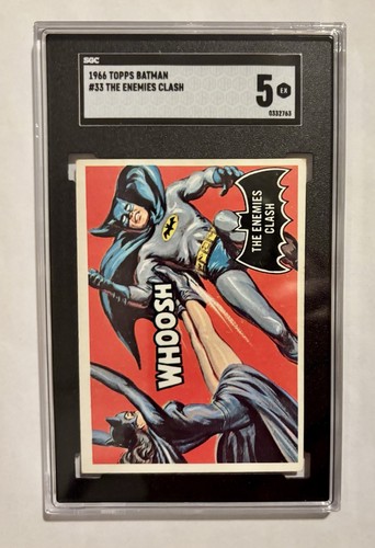 1966 Topps Batman Black Bat #33 The Enemies Clash — SGC 5
