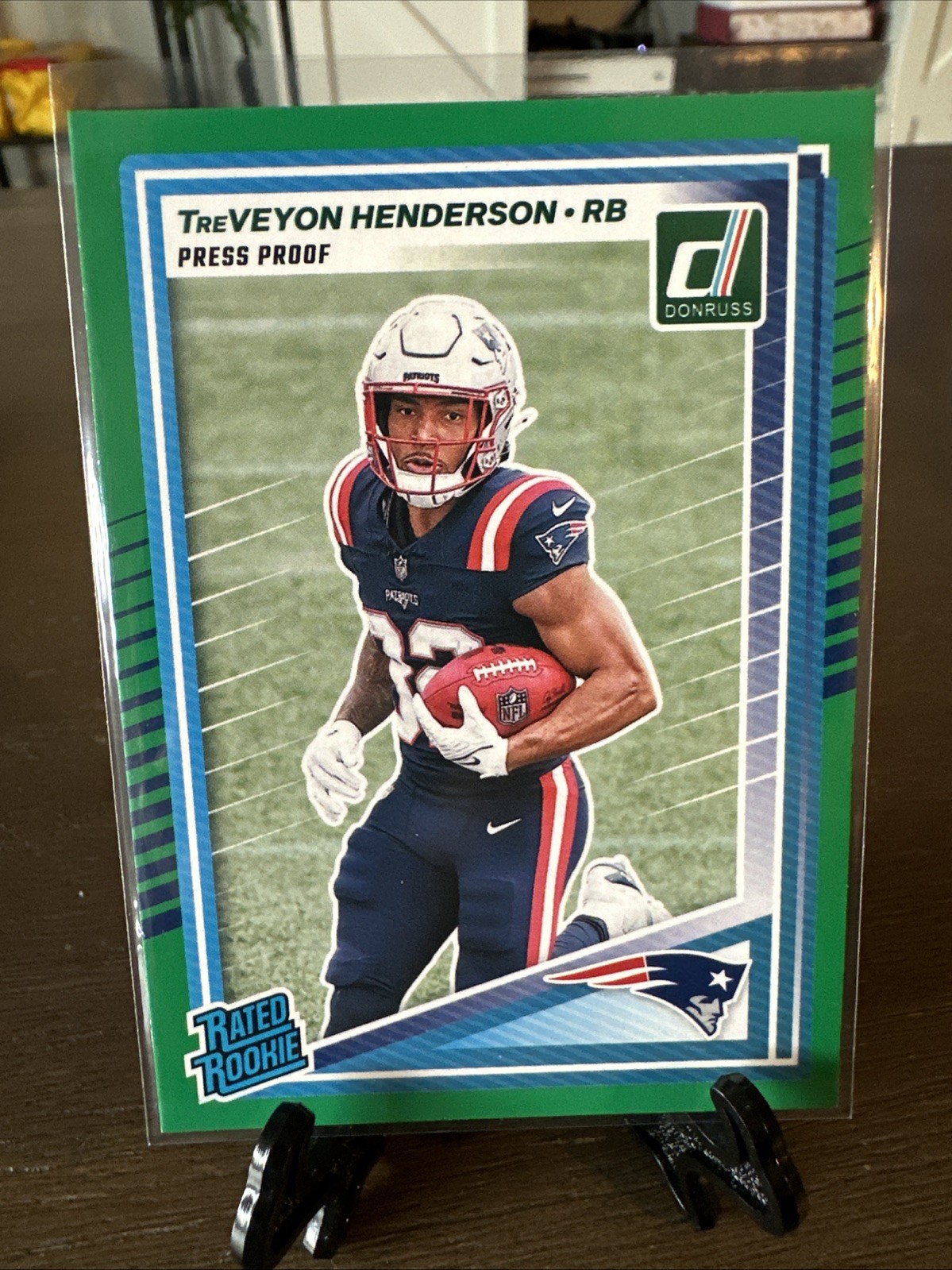 2025 Panini Donruss -Rated Rookie TreVeyon Henderson #332 Press Proof Green (RC)