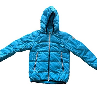 Reima Jord Down Ski Jacket Coat Size 9Y Icy Blue w/Attachable Hood Finland