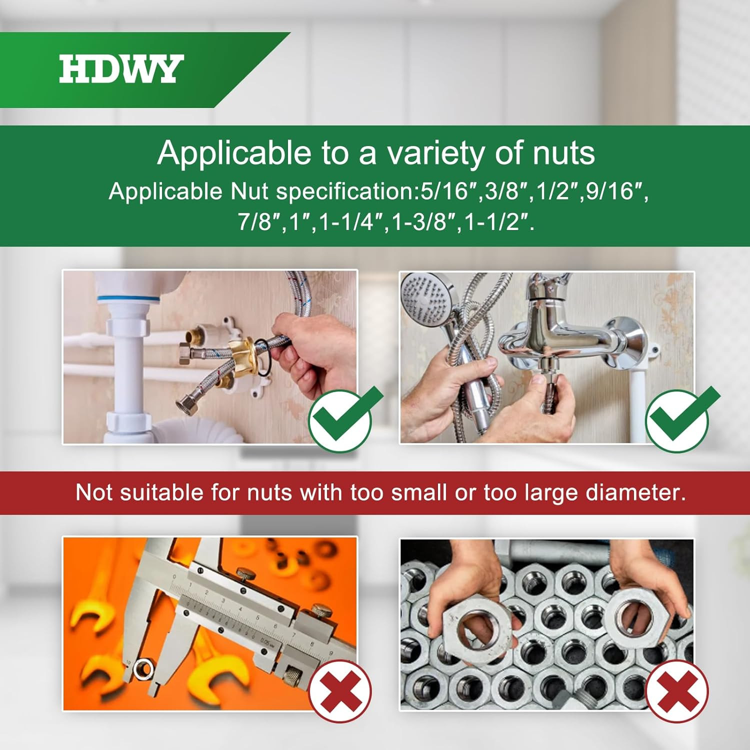 2Pcs Multifunctional Basin Wrench, 11 Sizes Universal Faucet Nut Sink Wrench, Pl