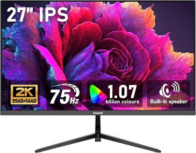 Gawfolk Monitor 27 Zoll QHD 75Hz, PC Bildschirm mit Lautsprecher 1440P, IPS