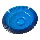 Vtg Blenko Glass Co #624 Round Bowl Ashtray Starburst Sun Ray Bright Blue 9” MCM