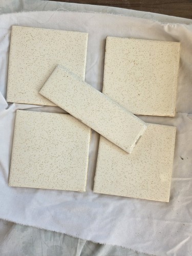 4 Vtg WENCZEL Wenzel Tile 4x4 Gold Dust 86 43 Ivory Beige Gold Yellow Flecks