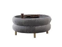 Designer Grauer Rundtisch Exklusiver Wohnzimmer Polster Couchtisch