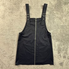 Mango Casual Pinstripe Zip Front Overall Mini Dress Dark Navy Size S/4