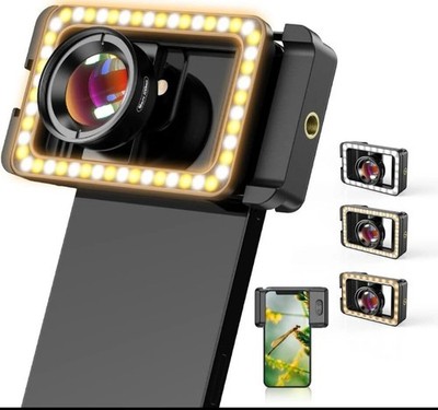 APEXEL 100mm Macro Lens With Fill Light 17mm Thread Adapter for iPhone Samsung