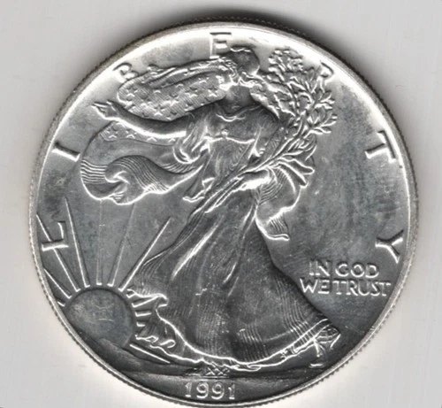 1991 WALKING LIBERTY AMERICAN EAGLE .999 FINE SILVER DOLLAR COIN 1oz. $1 USA