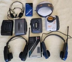 LOT 9 VINTAGE WALKMAN AUDIO CASSETTE PLAYERS CD HEADPHONES SANYO RCA Plus More