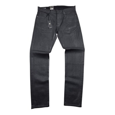 NWT G-Star Raw 3301 Slim Waxed Denim Jeans Magma Cobler Black Mens 34x32