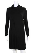 Nicole Miller Womens Shift Cotton Long Sleeve Turtle Neck Dress Black Size S