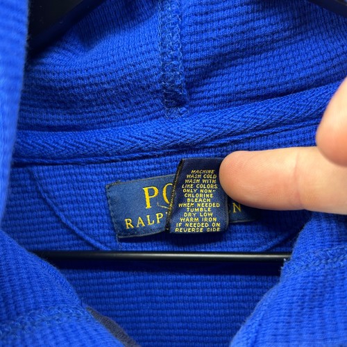 Polo Ralph Lauren Sweater Boys Size Medium 10/12 Blue Hooded Thermal Long Sleeve - Picture 6 of 10
