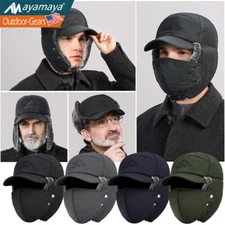 Winter Aviator Trapper Hats Ear Flaps Windproof Mask Thermal Fur Cap Men Women