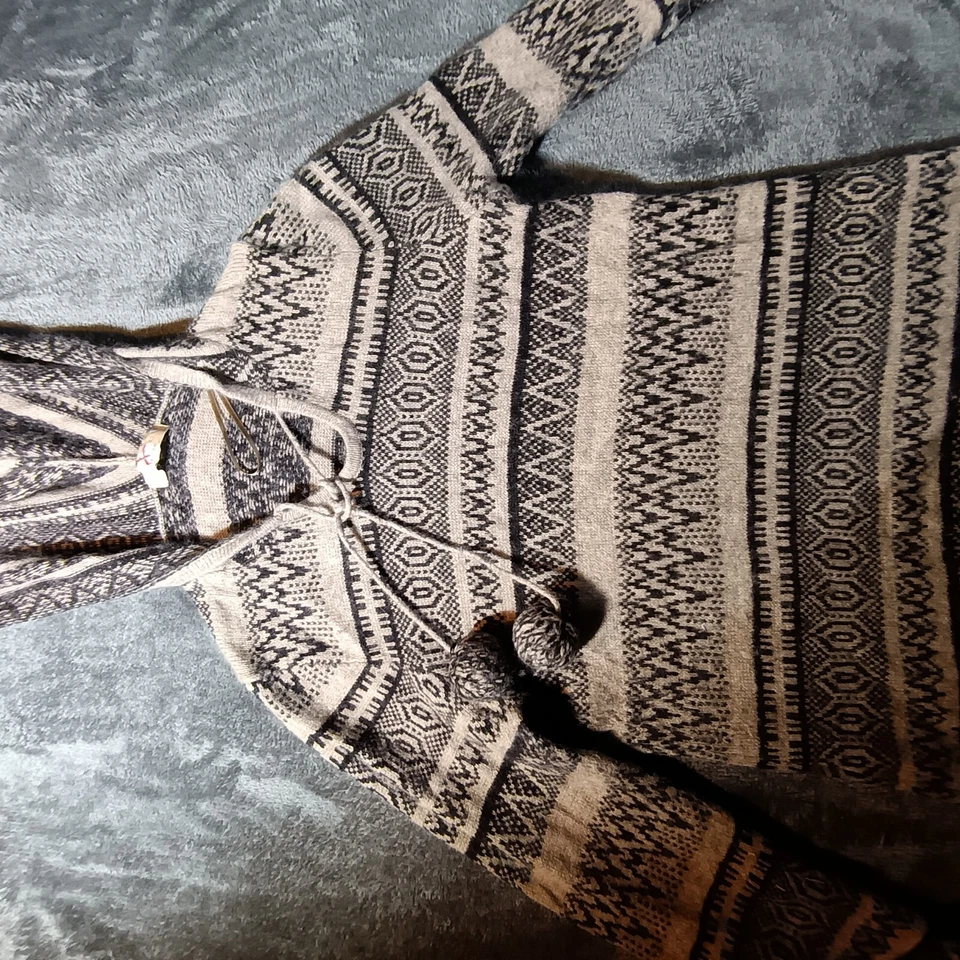 M&S Woman Fair Isle Jumper Dress With Hood Size 10 Tunic Wool Blend - Image 3 of 4