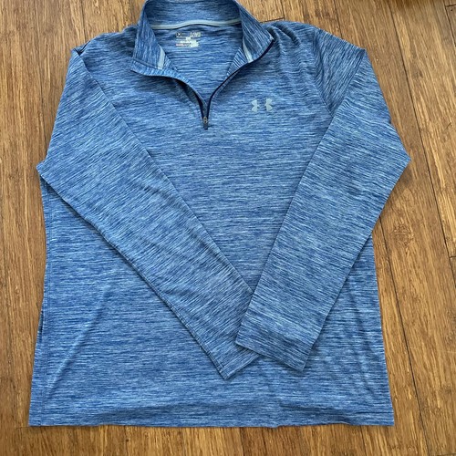 Mens Under Armour Quarter Zip Size XL Loose For Heatgear Heather Blue