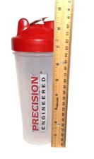 PRECISION ENGINEERED Blender Bottle, Opaque Sturdy Plastic 20oz Red Flip Top Lid
