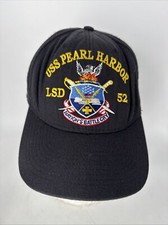 Vintage USS Pearl Harbor LSD-52 SnapBack Hat Cap Black Made in USA