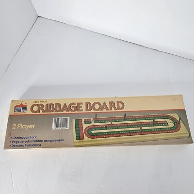 New Vintage Cribbage Board  2 Player Pavilion Solid Wood