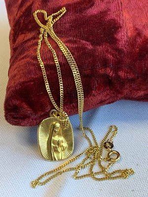 18K Yellow Gold Necklace Religious Fine Jewelry