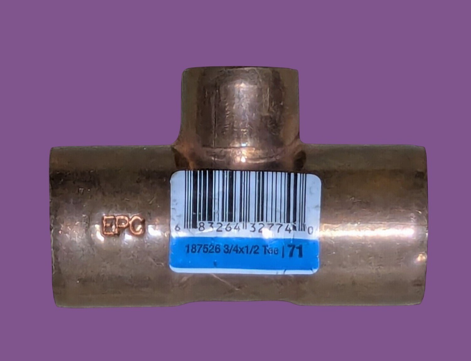 Tee Copper 3/4" X 1/2" 187526 Durable Plumbing Fitting For Pipe Connection