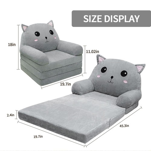 Chair Sofa Couch Toddler Kids - Fold Out 2 In 1 Flip And Mini For Girls Boys - Picture 3 of 7