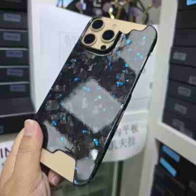 For iPhone 16 Pro Max Genuine Forged Carbon Fiber Glossy Glitter Irregular Case