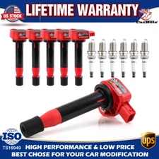 6pcs Ignition Coil & Spark Plug Set for 2003-2008 Honda Pilot Odyssey 3.5L UF242