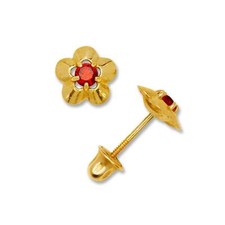 14K Yellow  White Gold Elegant CZ Flower Stud Earrings for Girls