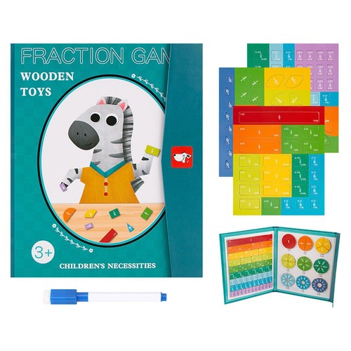 Fraction Learning Math toy Learning Fraction Game Wooden Fraction Book - Picture 2 of 5