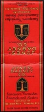 Vintage full matchbook JONES DABNEY Devoe paint Louisville Detroit Newark unused