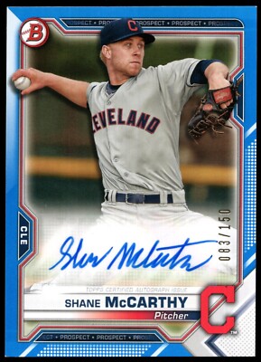 2021 Bowman SHANE McCARTHY BLUE PAPER PROSPECT Autograph Card Auto #083/150
