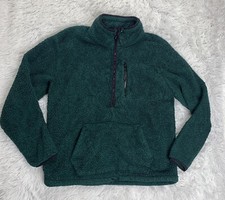 PINK Victoria Secret Womens 1/4 Zip Sherpa Fleece Sweatshirt Size S Small Green