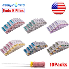 10pks Dental Endo K Files Root Canal Hand Stainless Steel Files 25MM EASYINSMILE